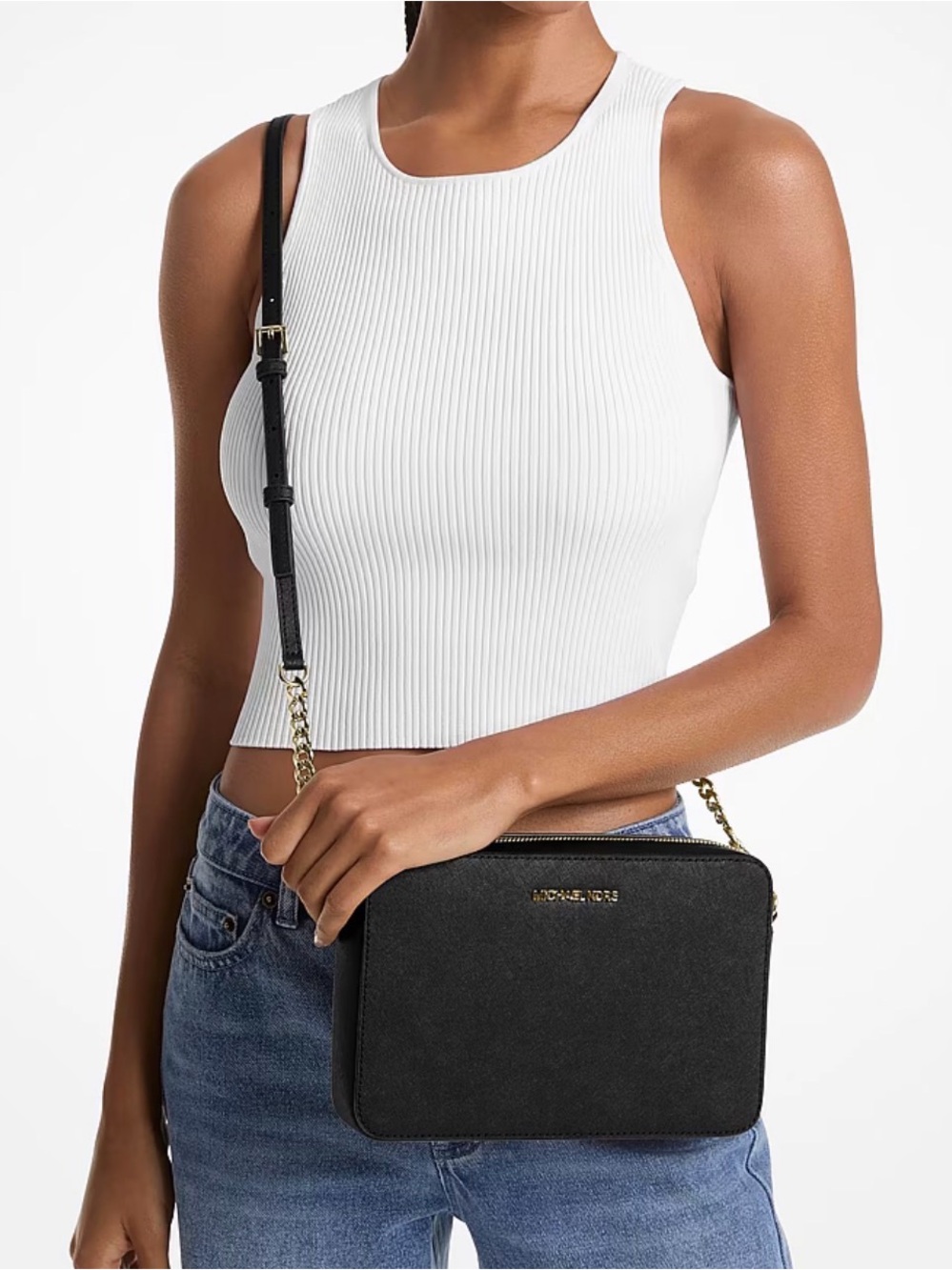 Michael Kors Black Saffiano Leather Crossbody with Gold Hardware - Picture 3 of 5
